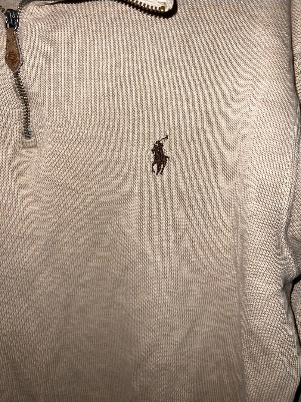 Polo by Ralph Lauren unisex Beige Half-Zip Long Sleeve Shirt - Picture 4 of 7